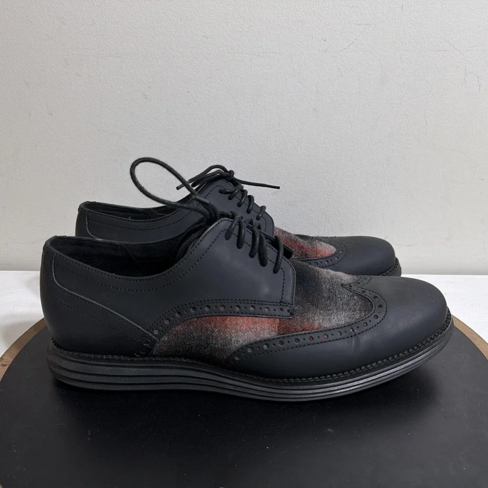 Cole Haan Grand.OS Shoes Mens Size 10 M Black Leather Brogue Dress Oxford C28862